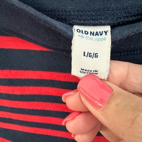 Old Navy Spandex/Cotton Blend Red & Navy Striped Pencil Skirt Size Large - Picture 3 of 9